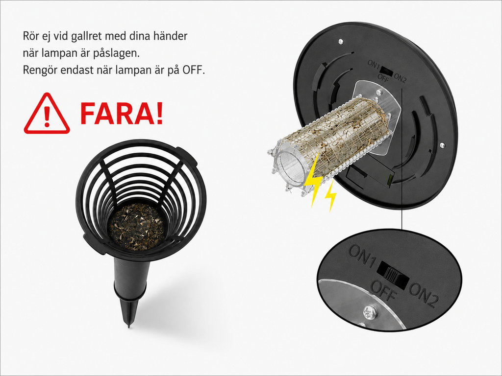 Solcellsdriven LED-lampa med UV-insektsfälla – Uppladdningsbar Mygg- och Insektsdödare för Trädgård, Gräsmatta och Camping