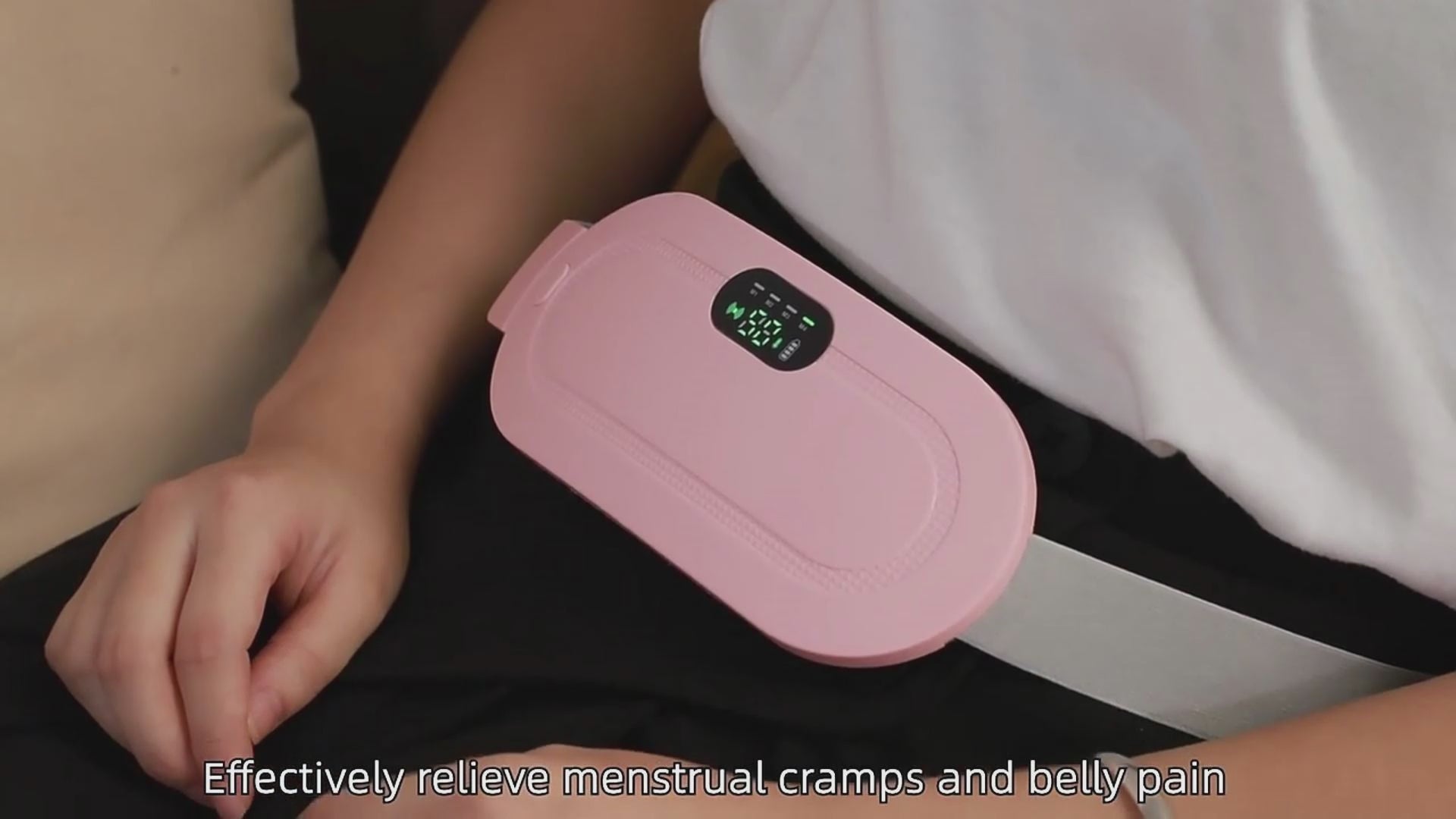 Smart Mensvärmebälte med Vibrationsmassage – Elektriskt Midjebälte med Display & Justerbar Värmeterapi